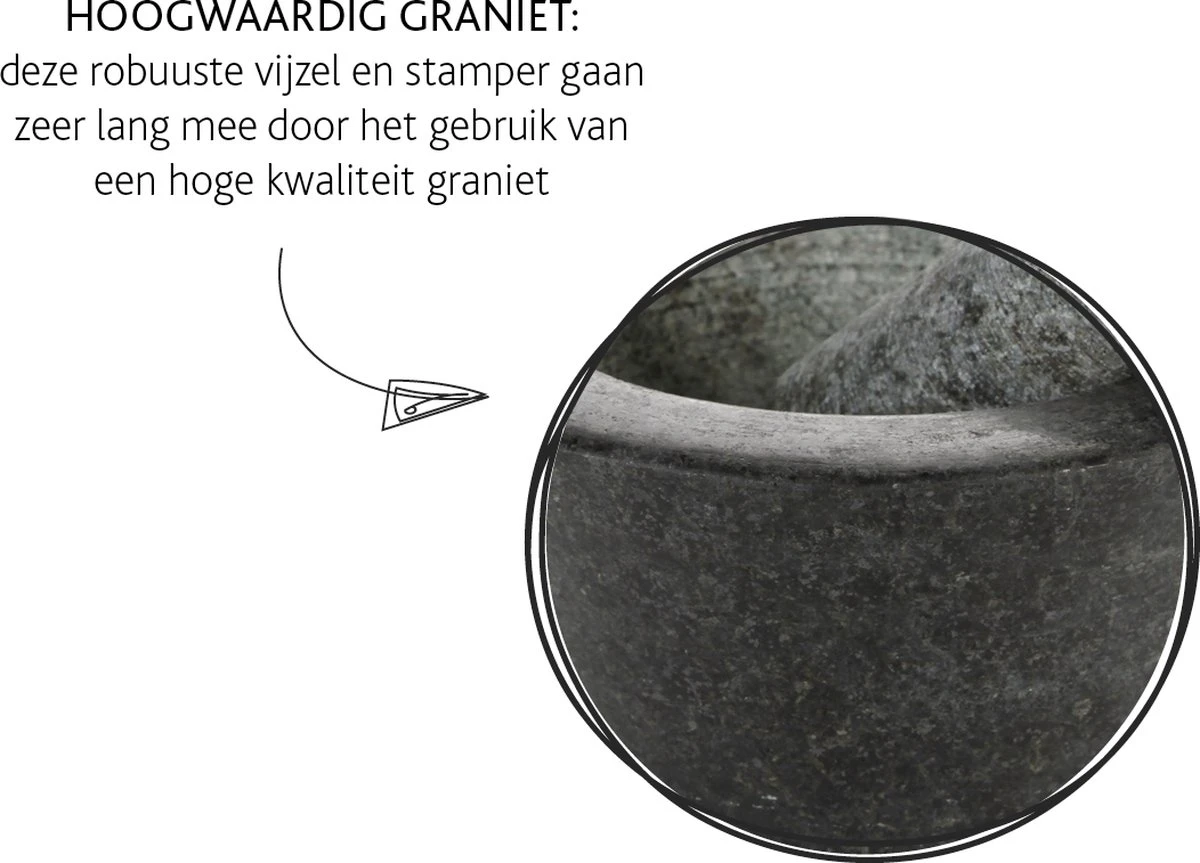 Boska Vijzel Herbs - Graniet - Met Stamper - Zwart - Ø 17,5 Cm 3 Boska Vijzel Herbs - Graniet - Met Stamper - Zwart - Ø 17,5 Cm - Afbeelding 3