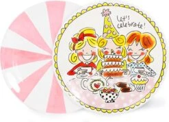 Blond Amsterdam Gebaksbord - Set - Girls/Pink Stripe