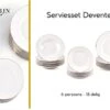 LeRijn® Serviesset Deventer 6 Persoons - 18 Delig - Licht Crème Wit Met Gouden Rand En Motief - Dinerborden - Soepborden - Dessertborden - Borden Servies - Bordenset