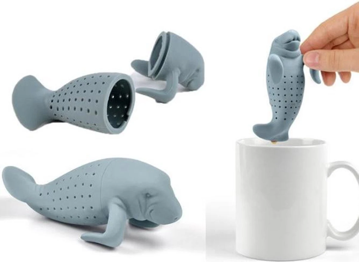 Theezeefje In De Vorm Van Een Zeekoe/lamantijn - Tea Infuser 'Manatea' - Siliconen Thee-ei 'walrus' 1 Theezeefje In De Vorm Van Een Zeekoe/lamantijn - Tea Infuser 'Manatea' - Siliconen Thee-ei 'walrus'
