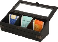 Excellent Houseware Houten Theedoos/theekist Met 3 Vakken - 24 X 9 X 9 Cm - Antraciet - Theedozen 8 Excellent Houseware Houten Theedoos/theekist Met 3 Vakken - 24 X 9 X 9 Cm - Antraciet - Theedozen -Kookgerei Koning Verkoop 1200x877 5