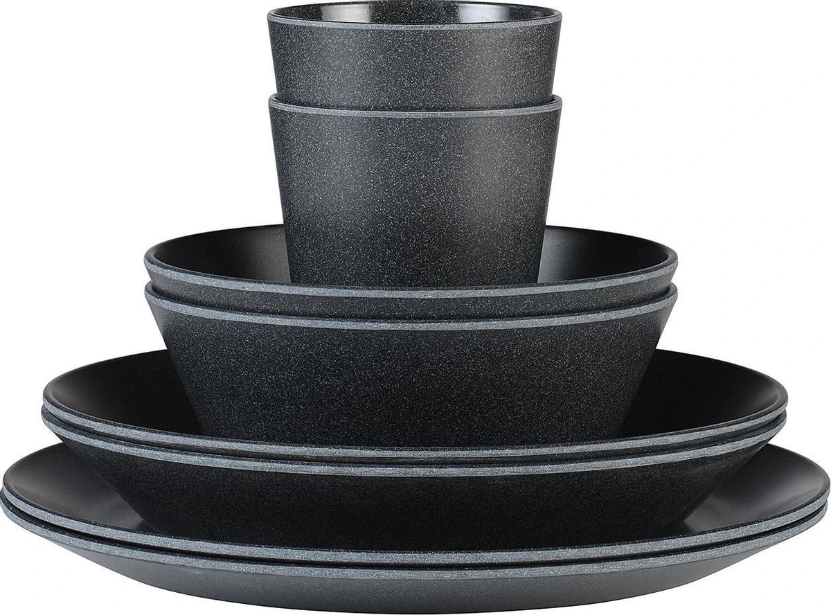 Mepal - Serviesset Bloom 8-delig – Geschikt Als Stijlvol Buitenservies - Pebble Black – Ideaal Voor Buiten En Binnen – Licht In Gewicht 2 Mepal - Serviesset Bloom 8-delig – Geschikt Als Stijlvol Buitenservies - Pebble Black – Ideaal Voor Buiten En Binnen – Licht In Gewicht - Afbeelding 2