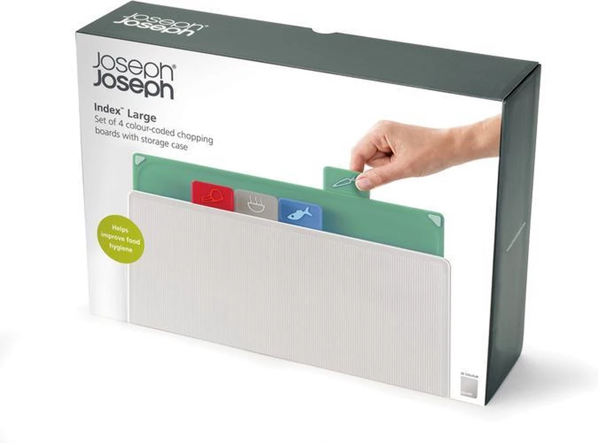 Joseph Joseph Index Snijplanken Groot - Polypropyleen/Kunststof - Set Van 4 Stuks - Zilver 5 Joseph Joseph Index Snijplanken Groot - Polypropyleen/Kunststof - Set Van 4 Stuks - Zilver - Afbeelding 5