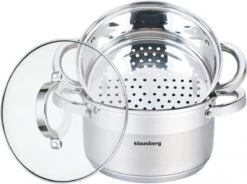 Klausberg 7135 - Stoompan - 3 Delig - 18cm - Rvs - Alle Warmtebronnen