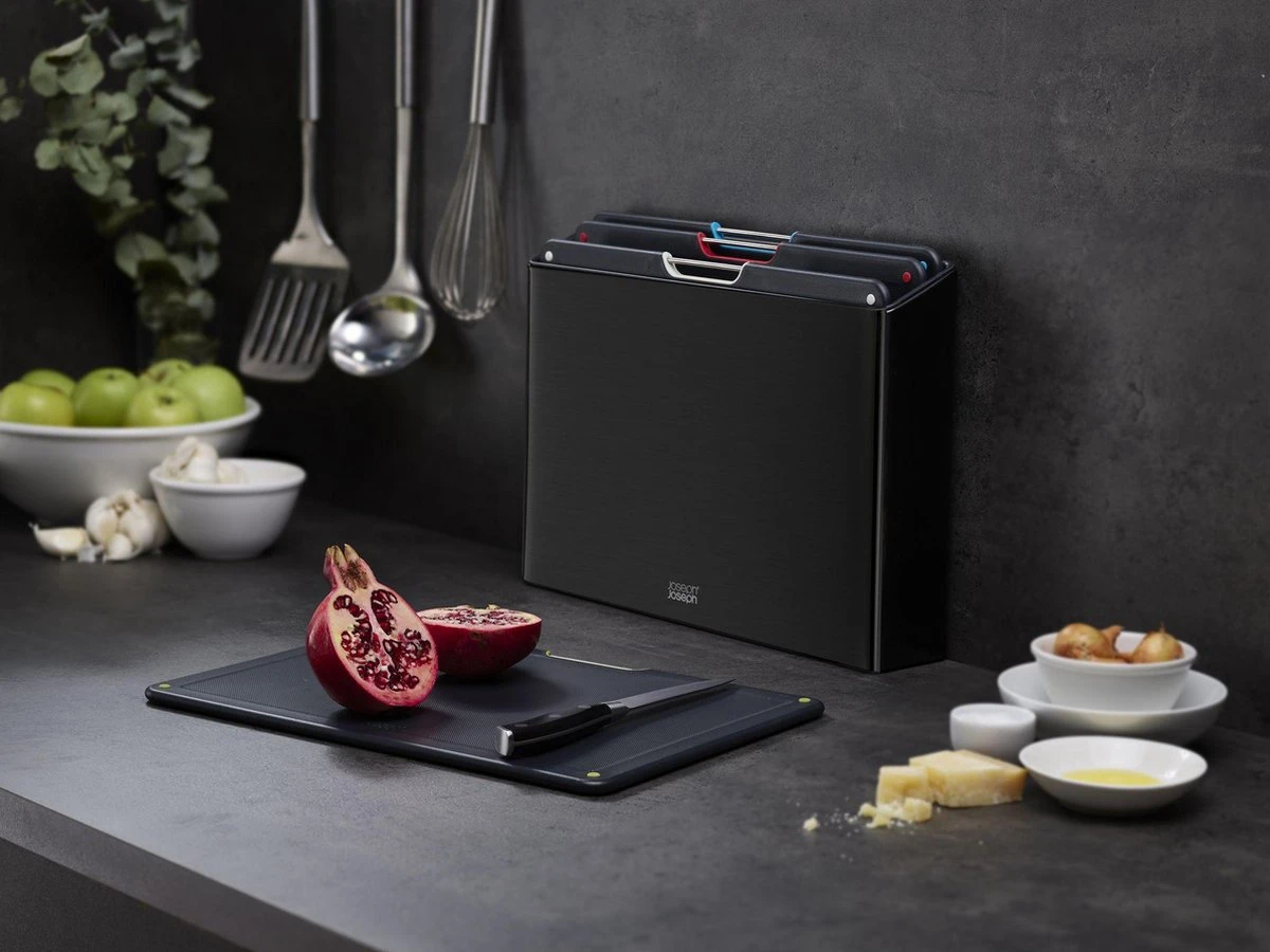 Joseph Joseph JosephJoseph - Folio - Steel - Snijplank - In Houder - Groot - Set Van 5 Stuks - Zwart 3 Joseph Joseph JosephJoseph - Folio - Steel - Snijplank - In Houder - Groot - Set Van 5 Stuks - Zwart - Afbeelding 3