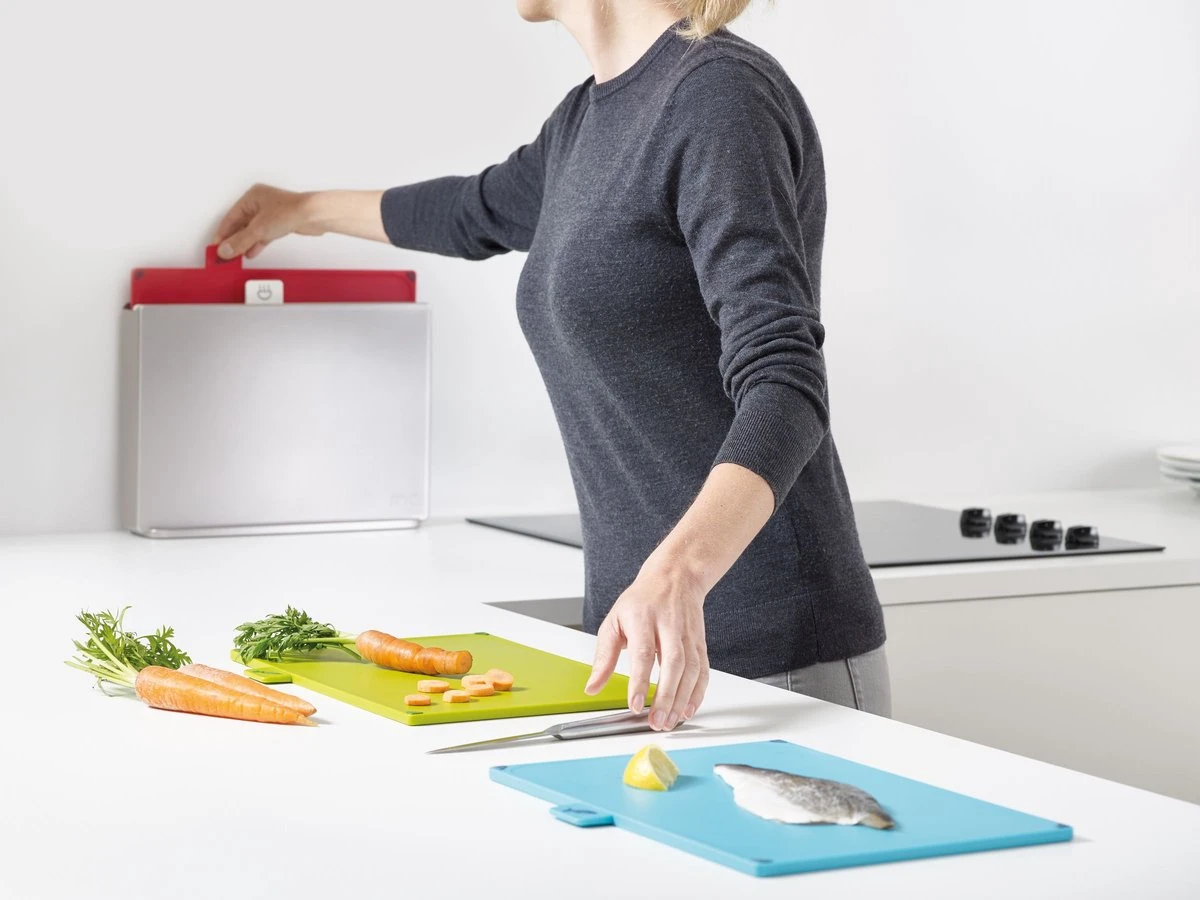 Joseph Joseph Index Large Snijplankenset - Incl. Houder - 34 X 24 Cm - 4 Stuks - Zilverkleurig 7 Joseph Joseph Index Large Snijplankenset - Incl. Houder - 34 X 24 Cm - 4 Stuks - Zilverkleurig - Afbeelding 7