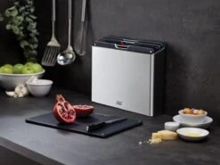 Joseph Joseph JosephJoseph - Folio - Steel - Snijplank - In Houder - Groot - Set Van 5 Stuks - Zilver -Kookgerei Koning Verkoop 1200x900 243