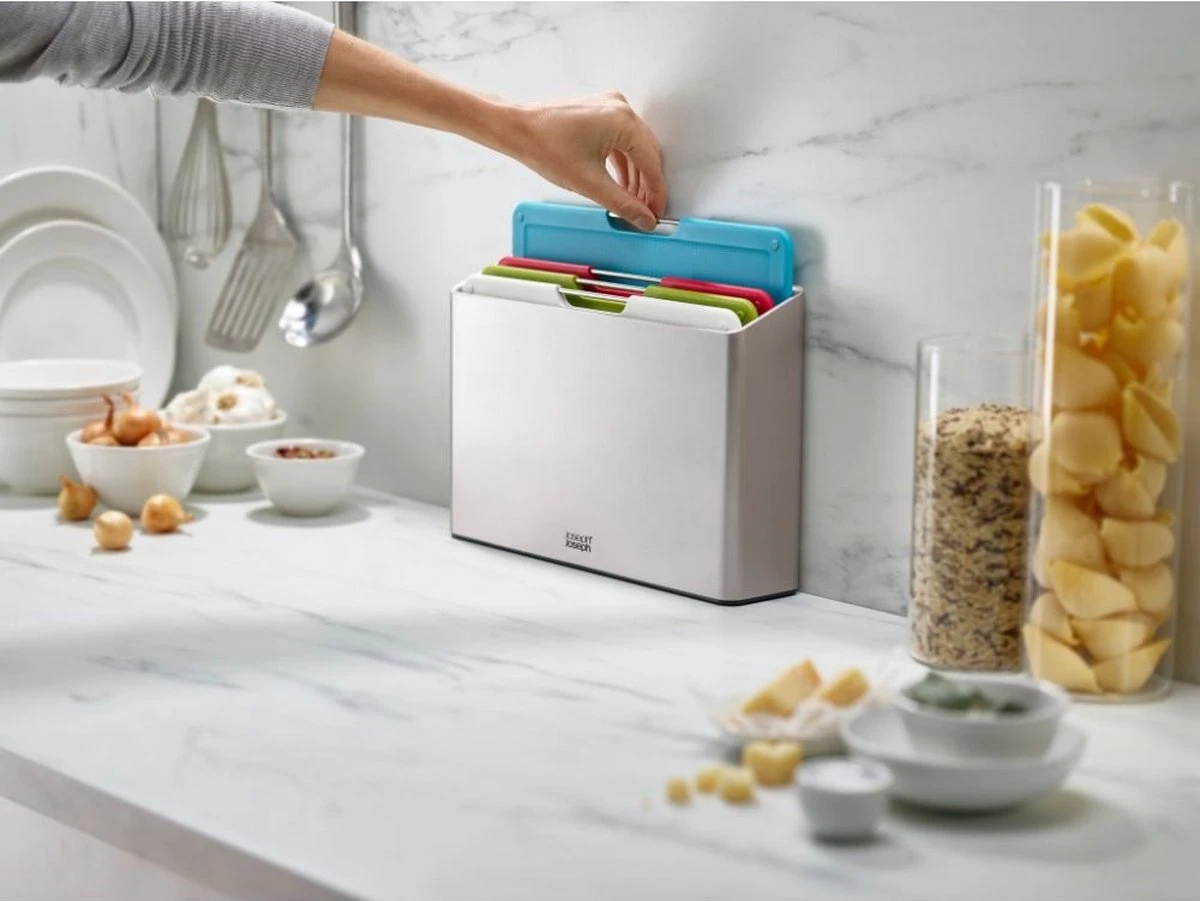 Joseph Joseph Folio 4 Snijplanken In Houder + Koksmes 4 Joseph Joseph Folio 4 Snijplanken In Houder + Koksmes - Afbeelding 4