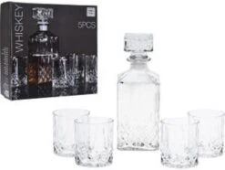 Merkloos Whisky Karaf Set - 0.9 L - Incl. 4 Glazen