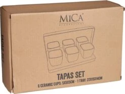 Mica Decorations - Luxe Tapas Set - 6 Zwarte Tapas Schaaltjes Op Houten Tapasplank - Servies - Borrelplank Olijfhout -Kookgerei Koning Verkoop 1200x902 4