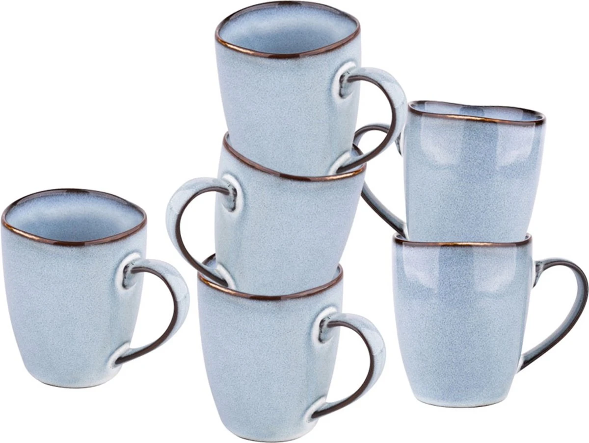 Koffiekopjes - Cappuccino Kop - Theemok - Koffiebeker - Blauw - 320ml - Set Van 6 7 Koffiekopjes - Cappuccino Kop - Theemok - Koffiebeker - Blauw - 320ml - Set Van 6 - Afbeelding 7