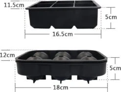 Luxe IJsblokvormen - Set Van 2 - 6 Grote Ronde Ijsballen En 6 Vierkante Ijsblokken - Voedselveilig Siliconen - Zwart 12 Luxe IJsblokvormen - Set Van 2 - 6 Grote Ronde Ijsballen En 6 Vierkante Ijsblokken - Voedselveilig Siliconen - Zwart -Kookgerei Koning Verkoop 1200x913 3