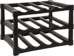 Excellent Houseware Wijnrek / Flessenrek - Zwart - Kunststof - 39 X 30 X 25 Cm Voor 12x Flessen