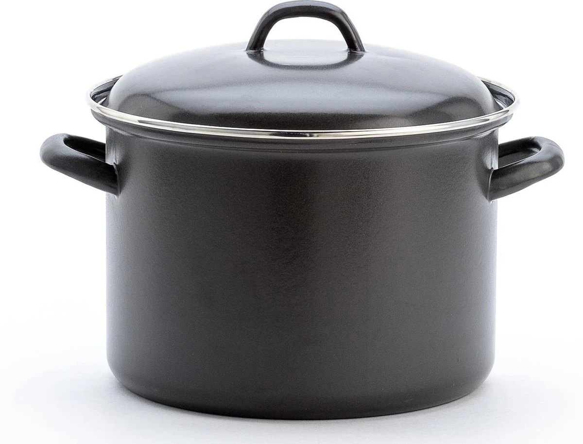 Lite-Body Soeppan/Stamppotpan Met Deksel - 24cm/8l - Emaille - Mystique Zwart 1 Lite-Body Soeppan/Stamppotpan Met Deksel - 24cm/8l - Emaille - Mystique Zwart