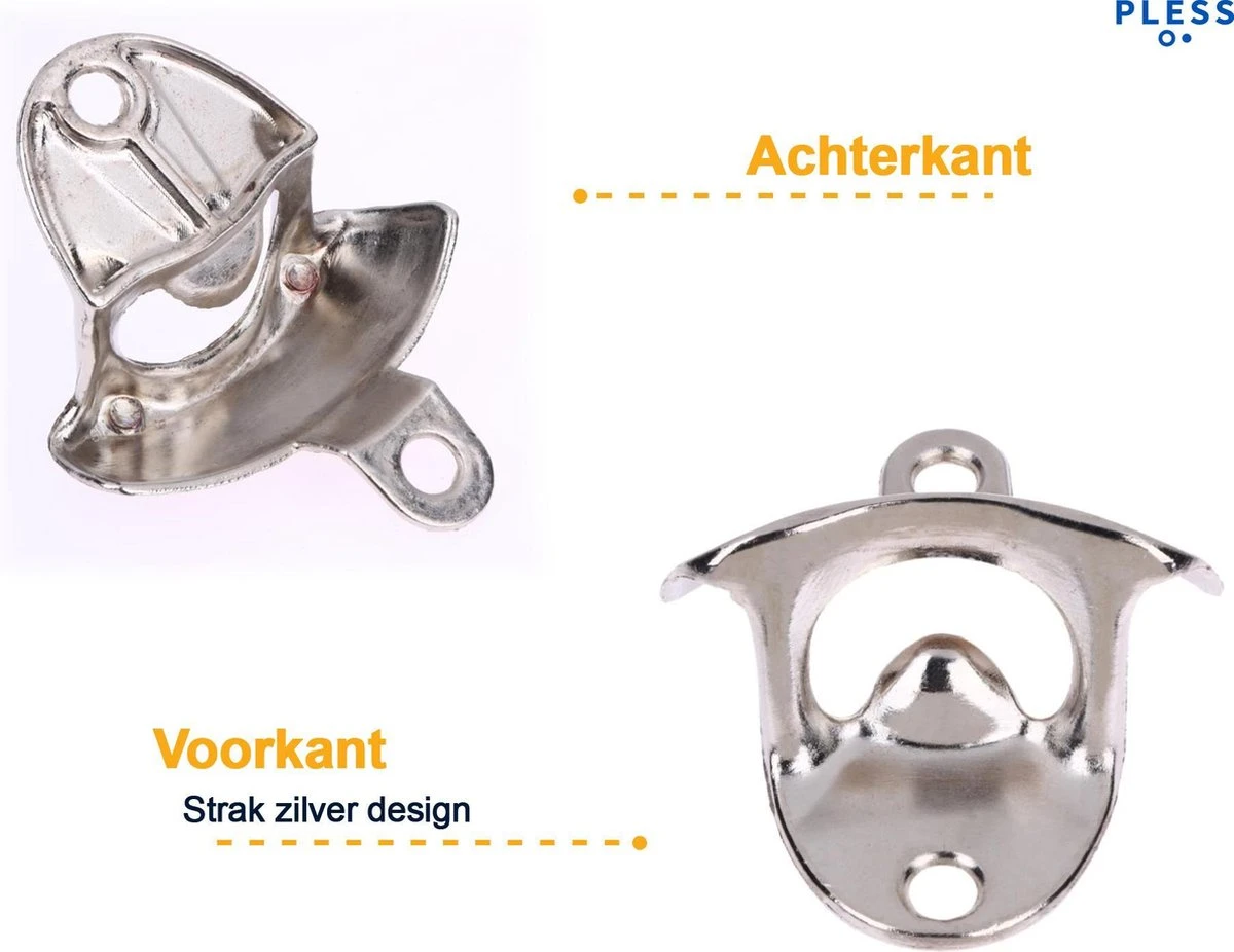 Muur Bier Opener - Muur Fles Opener Wand Flesopener - Zilver - Pless® 2 Muur Bier Opener - Muur Fles Opener Wand Flesopener - Zilver - Pless® - Afbeelding 2