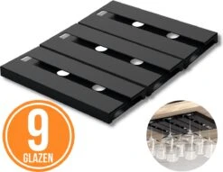 Keufens Wijnglazenhouder Matzwart | Voor 9 Wijnglazen | Wijnrek Hangend | Glazenrek | Wijnglazenrek | Glasophangrek | Wijnglasrek | Ophangrek Glazen | Bar Accessoires