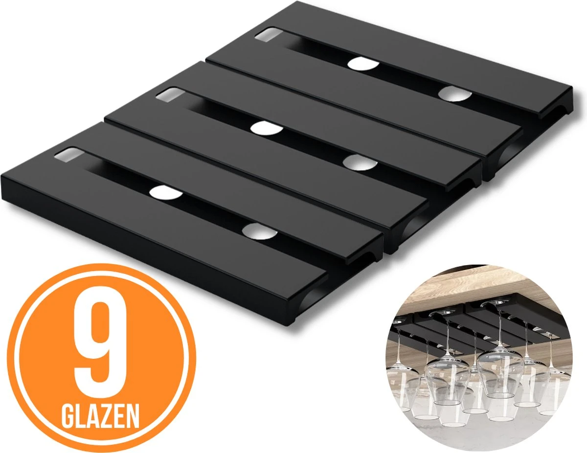 Keufens Wijnglazenhouder Matzwart | Voor 9 Wijnglazen | Wijnrek Hangend | Glazenrek | Wijnglazenrek | Glasophangrek | Wijnglasrek | Ophangrek Glazen | Bar Accessoires 1 Keufens Wijnglazenhouder Matzwart | Voor 9 Wijnglazen | Wijnrek Hangend | Glazenrek | Wijnglazenrek | Glasophangrek | Wijnglasrek | Ophangrek Glazen | Bar Accessoires