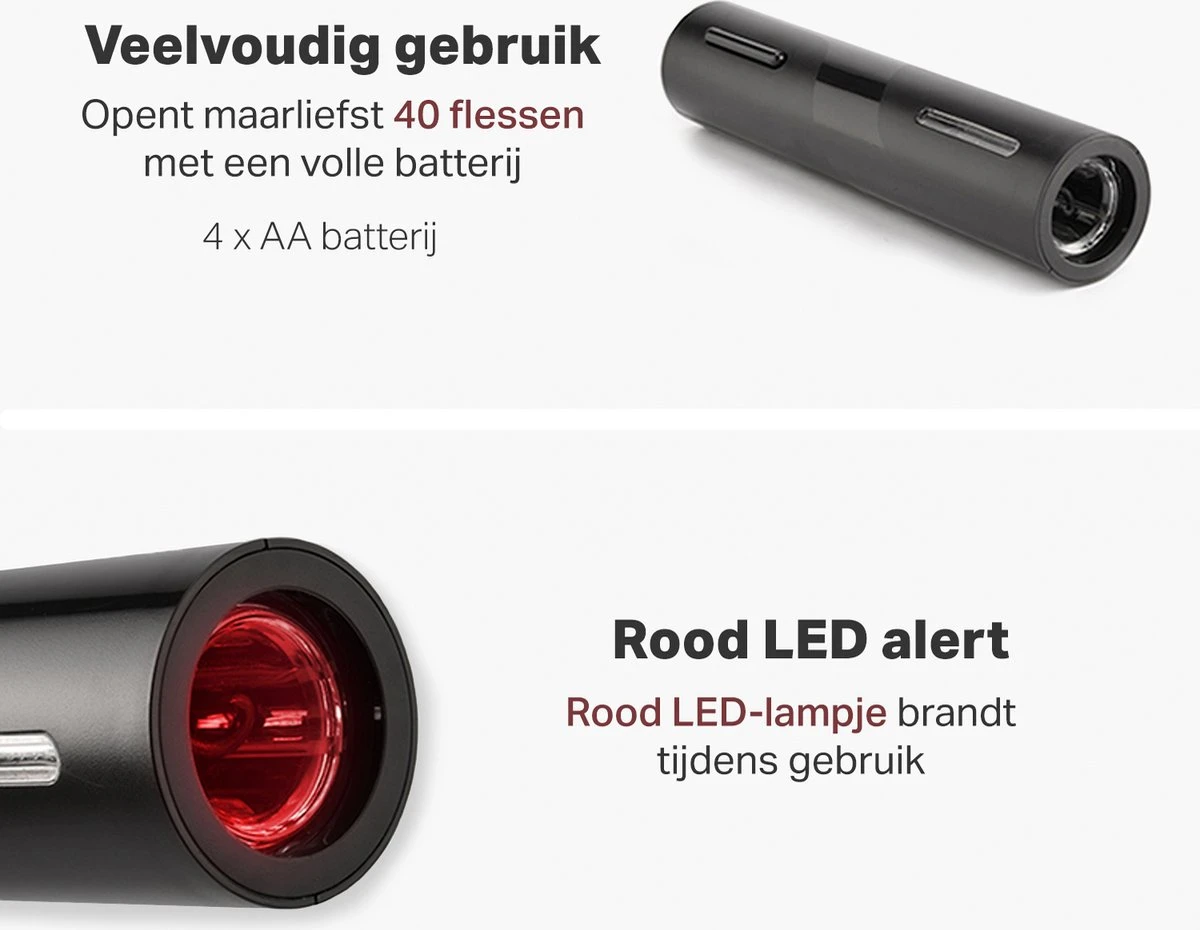 Vivid Green Elektrische Kurkentrekker - Wijnopener - Wijn Opener Accessoires - Elektrisch - Set - Deluxe - Zwart 3 Vivid Green Elektrische Kurkentrekker - Wijnopener - Wijn Opener Accessoires - Elektrisch - Set - Deluxe - Zwart - Afbeelding 3