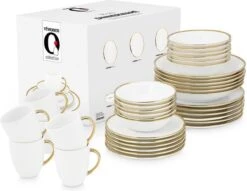 Vtwonen Serviesset - Wit/Goud - Porselein - 36-Delig -Kookgerei Koning Verkoop 1200x930 3