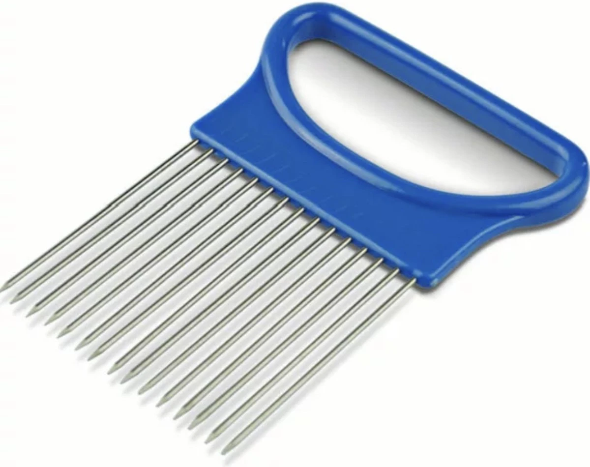 Uienkam - Uiensnijder - Groentesnijder - Hulpmiddel - Tomatensnijder - Ajuinkam - Blauw - Ixen 1 Uienkam - Uiensnijder - Groentesnijder - Hulpmiddel - Tomatensnijder - Ajuinkam - Blauw - Ixen