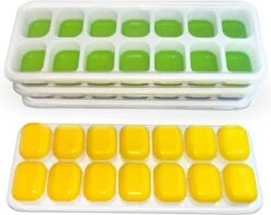 Siliconen IJsblokjesvorm Met Deksel (4 Stuks) - 56 Ijsblokjes - Herbruikbaar - Duurzaam - Vierkant - Blauw Groen Geel Roze -Kookgerei Koning Verkoop 1200x952 6