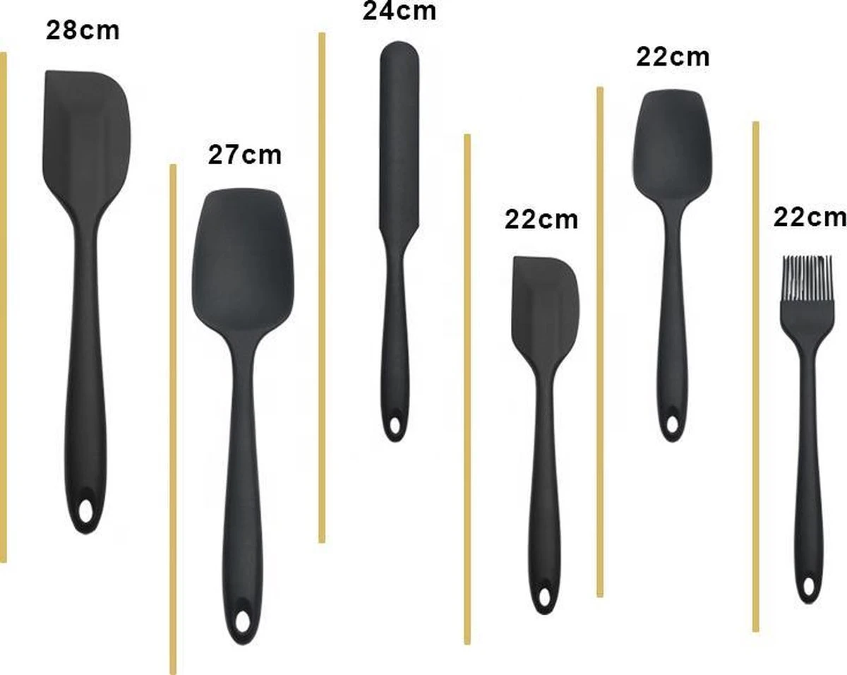 VITAMO Siliconen Spatels - Lepels - Kwast - Pannenlikker - BBQ - Hittebestendig - Vaatwasserbestendig - BPA Vrij - Keukengerei - Zwart - 6 Stuks Voordeelset 5 VITAMO Siliconen Spatels - Lepels - Kwast - Pannenlikker - BBQ - Hittebestendig - Vaatwasserbestendig - BPA Vrij - Keukengerei - Zwart - 6 Stuks Voordeelset - Afbeelding 5