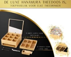 Hanamura Luxe Theedoos 9 Vaks – Lade Voor Losse Thee – Incl. Thee-ei, Theelepels, En Suikerdoos -Kookgerei Koning Verkoop 1200x958 12