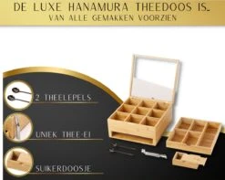 Hanamura Luxe Theedoos 9 Vaks – Lade Voor Losse Thee – Incl. Thee-ei, Theelepels, En Suikerdoos -Kookgerei Koning Verkoop 1200x958 14