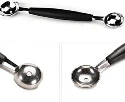 Merkloos Meloenbolletjeslepel - Meloenschep Met 2 Verschillende Schepjes - Meloensnijder - Fruit Schep - Zwart -Kookgerei Koning Verkoop 1200x980