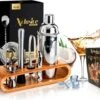 Xclusive-lifestyle® Luxe Cocktail Set - 16-Delige Cocktailset - Cocktail Shaker - 750ml - Robuuste Bamboe Houder - Nederlandstalig Receptboekje En RVS Cocktailrietjes - Luxe Cadeauverpakking - Een Uniek Kado