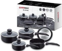 Herzberg HG-5003BK: 8 Pieces Marble Cookware Set - Black -Kookgerei Koning Verkoop 1200x987 6