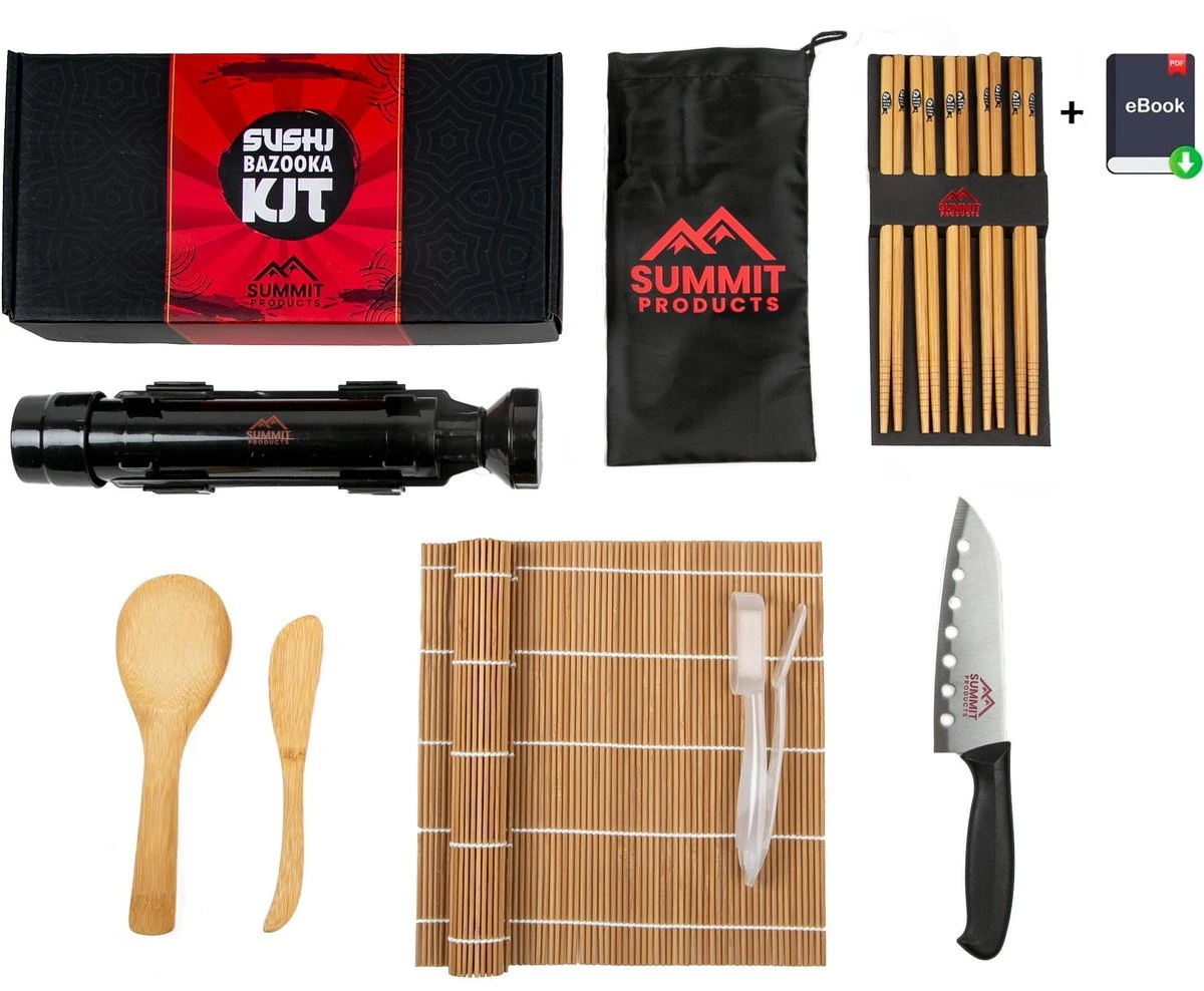 Summit Products Sushi Bazooka Kit- Sushi Maker Set- Sushi Kit- All In One Sushi Set- Inclusief Online Bereidingsgids- Zwart 15 Summit Products Sushi Bazooka Kit- Sushi Maker Set- Sushi Kit- All In One Sushi Set- Inclusief Online Bereidingsgids- Zwart - Afbeelding 15