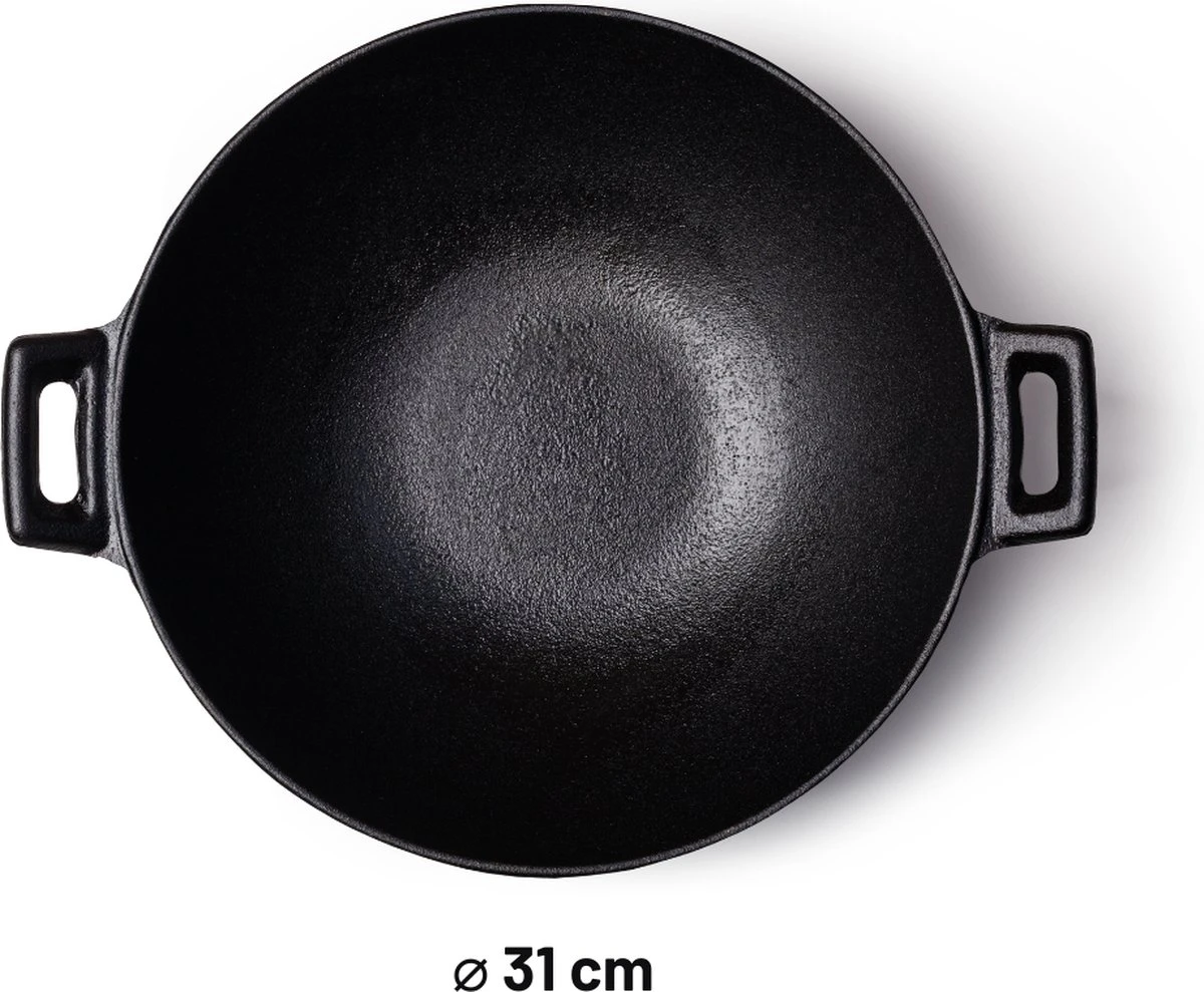 Orange85 Gietijzeren Wokpan - Alle Warmtebronnen - Inductie - Wok - Zwart - 31cm - Gietijzer - Wokpannen 3 Orange85 Gietijzeren Wokpan - Alle Warmtebronnen - Inductie - Wok - Zwart - 31cm - Gietijzer - Wokpannen - Afbeelding 3