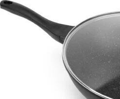 Swiss Pro+ Wokpan - Met Glazen Deksel - 28cm - Zwart -Kookgerei Koning Verkoop 1200x997 5