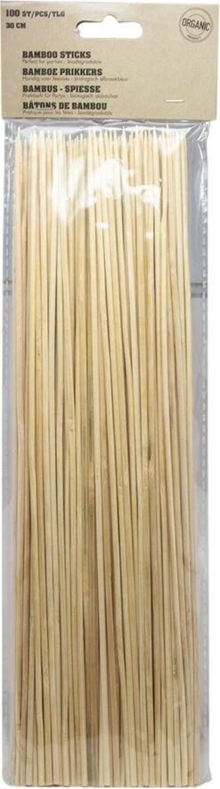 100x Bamboe Houten Sate Prikkers/spiezen 30 Cm - Vleespennen - BBQ Spiezen - Cocktail Prikkers