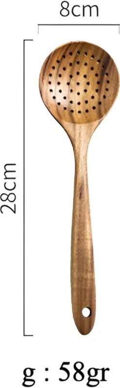 Thaise Teak Houten Lepel Set - Natuurlijk Hout - Rijst Lepel - Vergiet - Soep Lepel - Schep Lepels - Pollepels -Kookgerei Koning Verkoop 371x1200