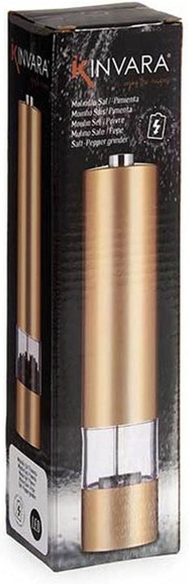 Kinvara Elektrische Zout/pepermolen 2 Stuks LED Kunststof Goud 23 Cm 3 Kinvara Elektrische Zout/pepermolen 2 Stuks LED Kunststof Goud 23 Cm - Afbeelding 3