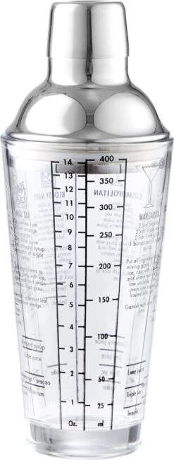 Merkloos DAY - Cocktailshaker - 400ml - Met Opdruk Van Recepten