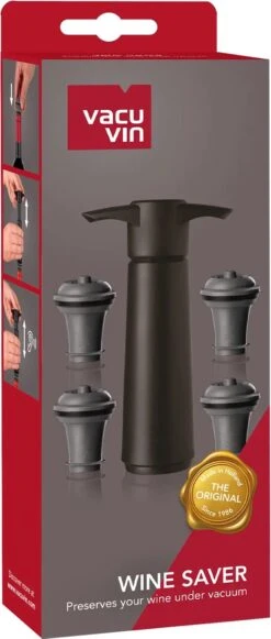 Vacu Vin Wijnpomp - Met 4 Wijnstoppers - Wine Saver - Zwart -Kookgerei Koning Verkoop 510x1200 3