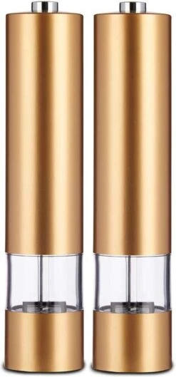 Kinvara Elektrische Zout/pepermolen 2 Stuks LED Kunststof Goud 23 Cm