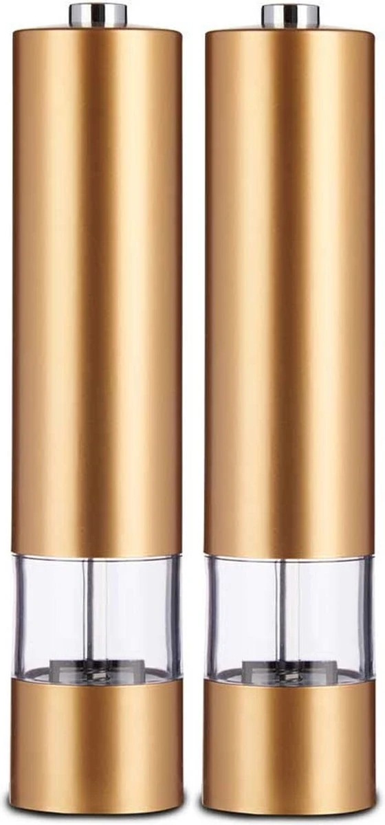 Kinvara Elektrische Zout/pepermolen 2 Stuks LED Kunststof Goud 23 Cm 1 Kinvara Elektrische Zout/pepermolen 2 Stuks LED Kunststof Goud 23 Cm