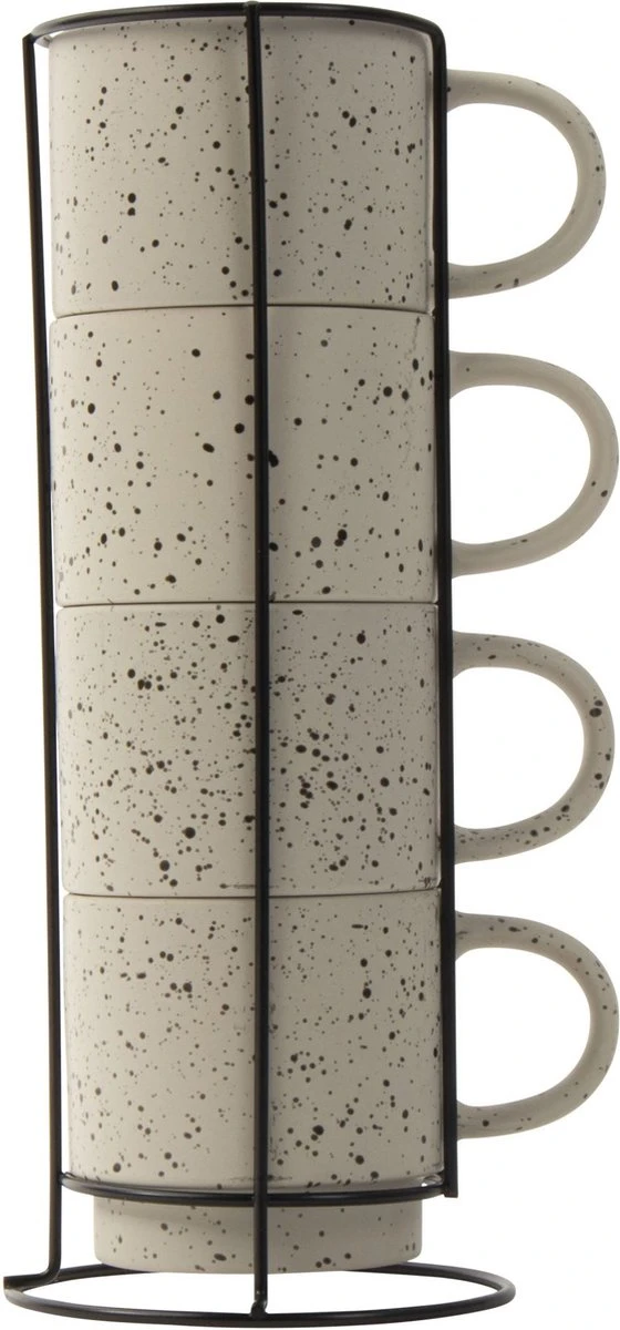 Gusta Rek Met Mokken Ivoor 350 Ml - 4 Stuks 1 Gusta Rek Met Mokken Ivoor 350 Ml - 4 Stuks