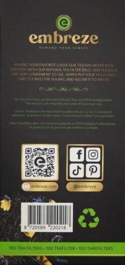 Embreze Theefilter Voor Losse Thee | 100% Chloorvrij | 100 Theefilters -Kookgerei Koning Verkoop 569x1200