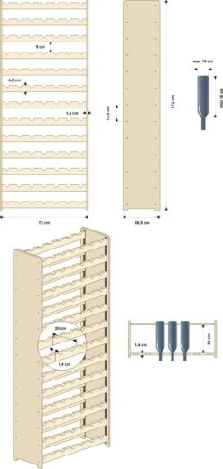 SMH LINE® Wijnrek Voor 91 Flessen - 164x70x24,7cm - Hout - Flessenrek 9 SMH LINE® Wijnrek Voor 91 Flessen - 164x70x24,7cm - Hout - Flessenrek -Kookgerei Koning Verkoop 571x1200 2