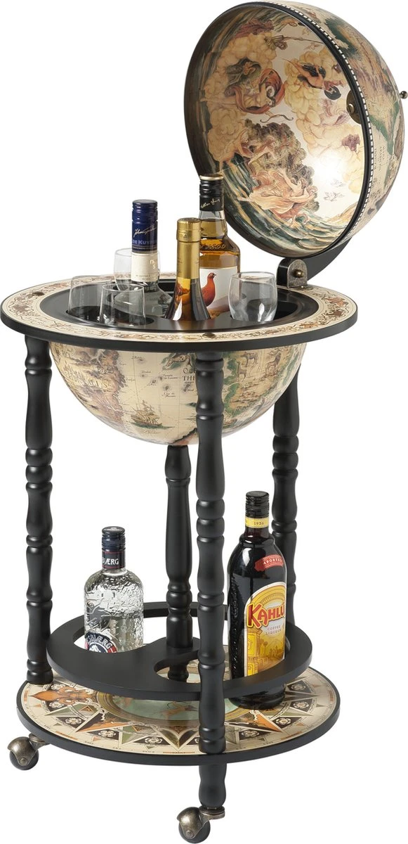 Brulo Wereldbol Globe Globebar Barglobe Vespucci Zwart/Wit 33 Cm 1 Brulo Wereldbol Globe Globebar Barglobe Vespucci Zwart/Wit 33 Cm