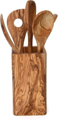 OLIVIEU ~ 5-delig Olijfhouten Duurzame Keukengerei Set Met Keukengerei Houder ~ Houten Kookgerei ~ Minimalistisch & Handgesneden ~ Keukengerei Pot ~ Kookgerei Set Met Kookgerei Houder -Kookgerei Koning Verkoop 582x1200 1