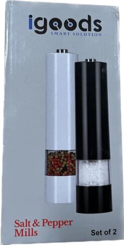 IGOODS Keramiek Elektrische Pepermolen En Zoutmolen - Pepermolen - Zoutmolen - 2 Stuks- Zwart En Wit 9 IGOODS Keramiek Elektrische Pepermolen En Zoutmolen - Pepermolen - Zoutmolen - 2 Stuks- Zwart En Wit -Kookgerei Koning Verkoop 607x1200
