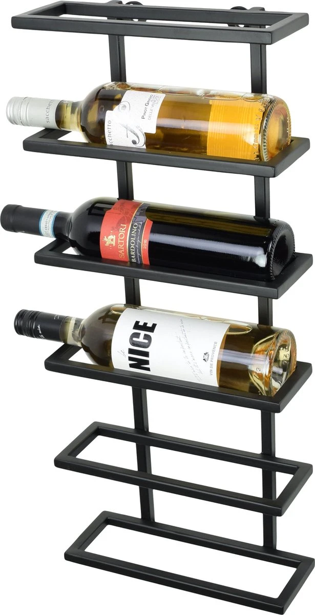 LOFT42 Pinot Wandwijnrek Voor 6 Flessen - Metaal - Zwart - 62x27x10 Cm 2 LOFT42 Pinot Wandwijnrek Voor 6 Flessen - Metaal - Zwart - 62x27x10 Cm - Afbeelding 2