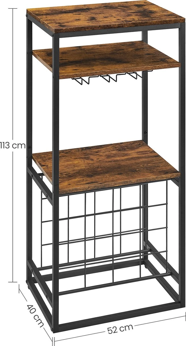 IN.HOMEXL - Sheaf - Wijnrek Voor 20 Flessen - Industrieel - Wijnrek Metaal - Bruin / Zwart - Flessenrek - 52 X 40 X 113 Cm 3 IN.HOMEXL - Sheaf - Wijnrek Voor 20 Flessen - Industrieel - Wijnrek Metaal - Bruin / Zwart - Flessenrek - 52 X 40 X 113 Cm - Afbeelding 3