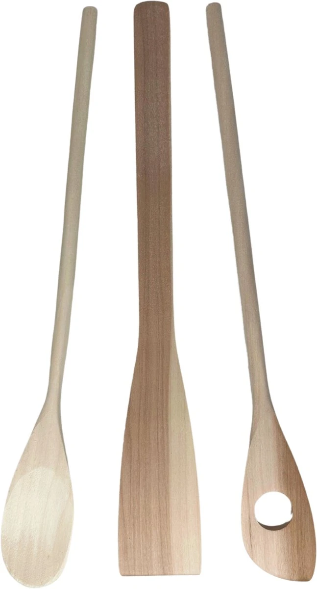 3BMT Spatels Set Van 3 - Pollepel Hout 1 3BMT Spatels Set Van 3 - Pollepel Hout